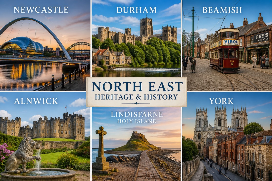 NEWCASTLE, DURHAM, BEAMISH, ALNWICK, LINDISFARNE HOLY ISLAND & YORK - JUNE
